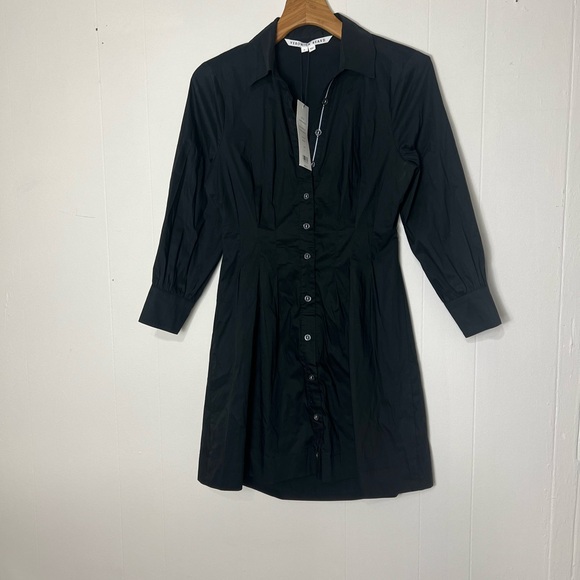 NWT Veronica Beard Polina Button-Front Pleated Shirt Dress - Picture 3 of 8